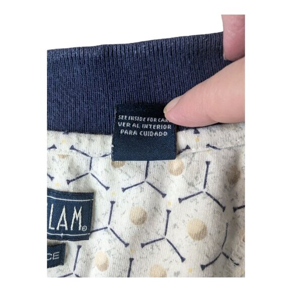 Grand Slam Mens XL Performance Golf Polo Shirt Golf Ball Print Blue Beige - Picture 8 of 11